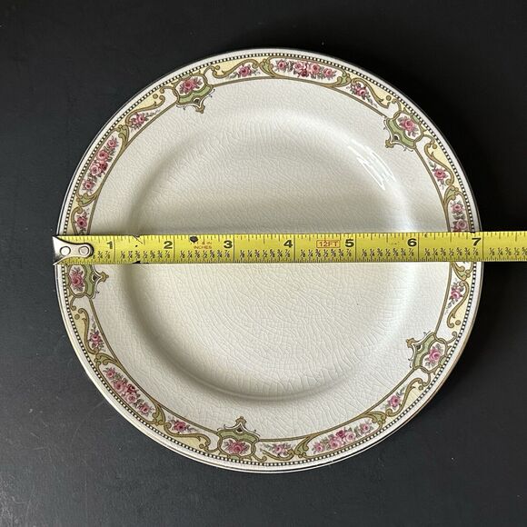 Johnson Brothers China Bread & Butter Plate, Pink Roses, Tan Scrolls, Green VTG - Picture 6 of 7
